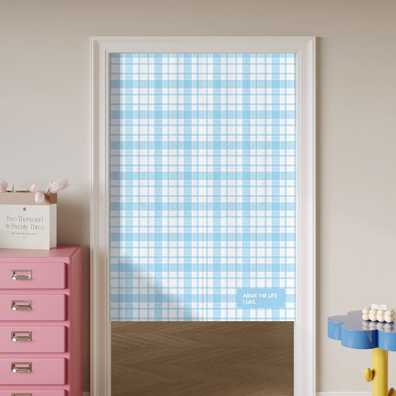 Commercial Printing Rates - VIKAMA Hellblauer Gingham Noren Türvorhang mit