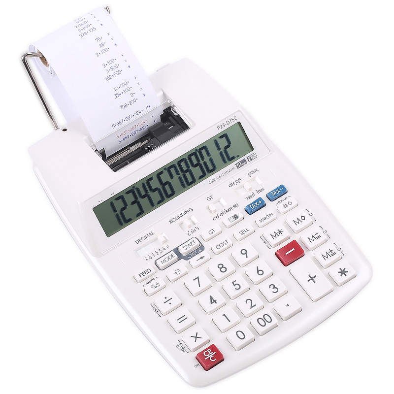 Commercial Printing Calculator - Computerbatterie oder Wechselstrom P23-DTSC Zweifarbendruck, Taschenrechner,